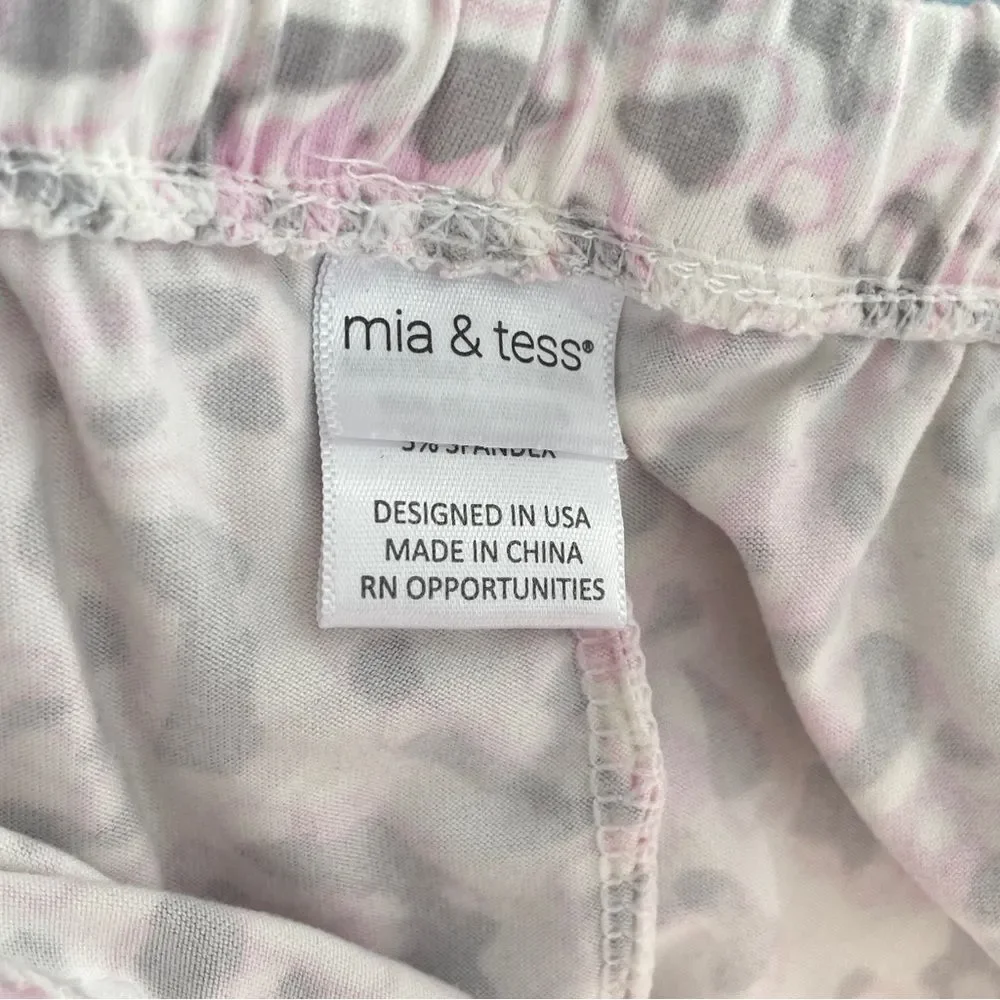 Mia & Tess Grey Leopard Print PJ Lounge Pajama Pants Size Medium